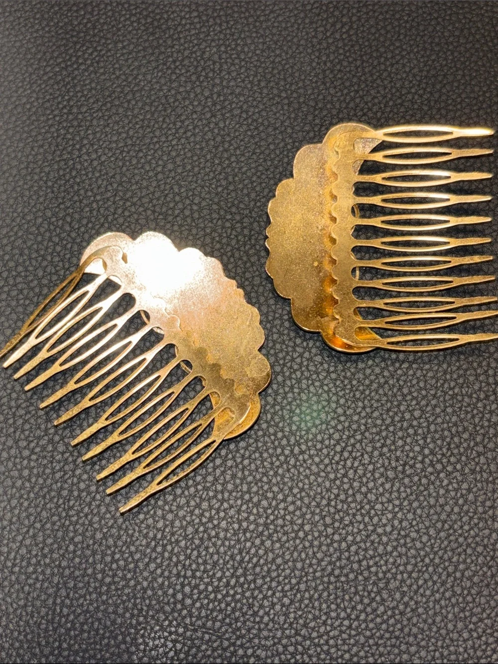 Vintage Cloisonné Butterfly Gold Hair Comb Pair - Multicolor